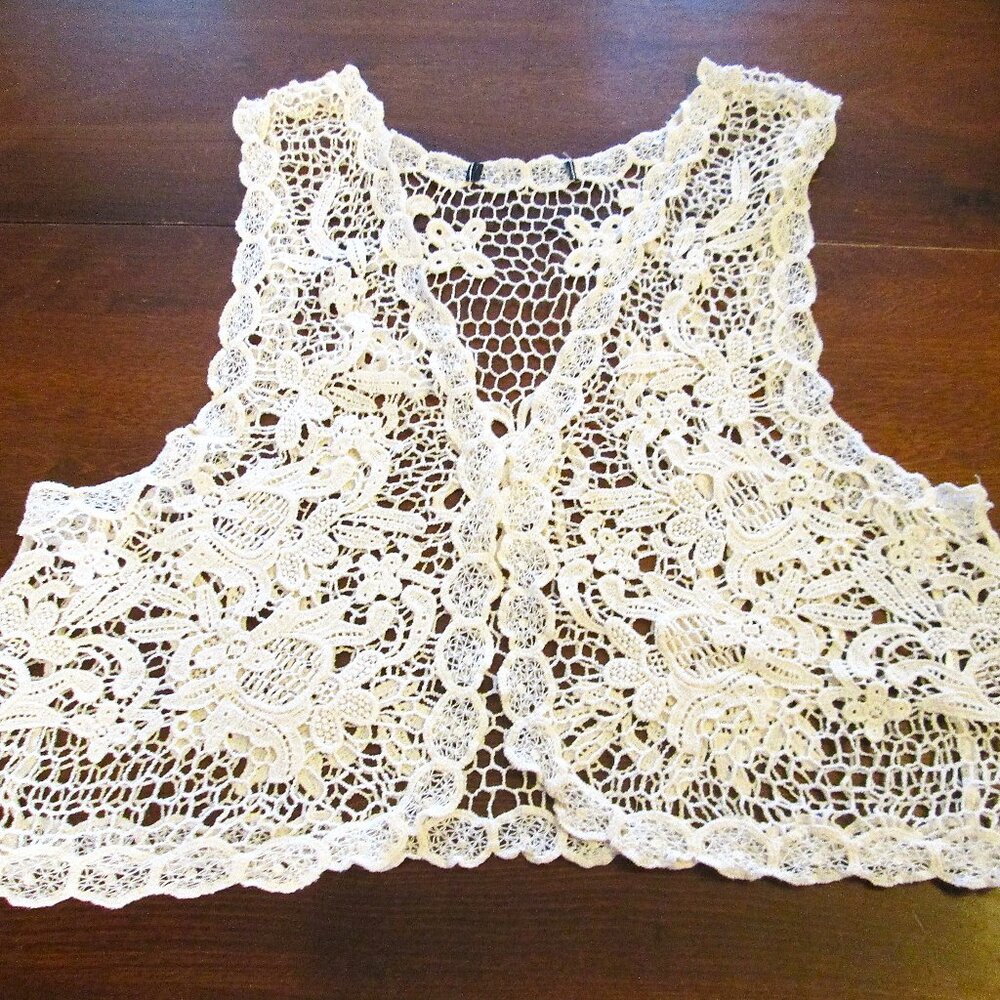 Vintage Ivory lace waistcoat or bolero Victorian era look